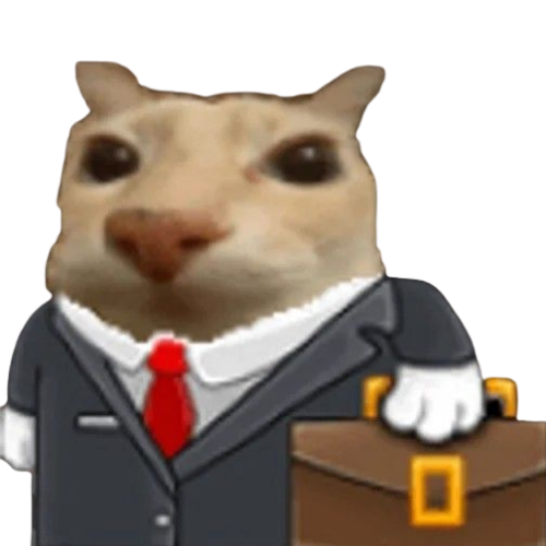 Quant: a cat in a suit and red tie, holding a briefcase